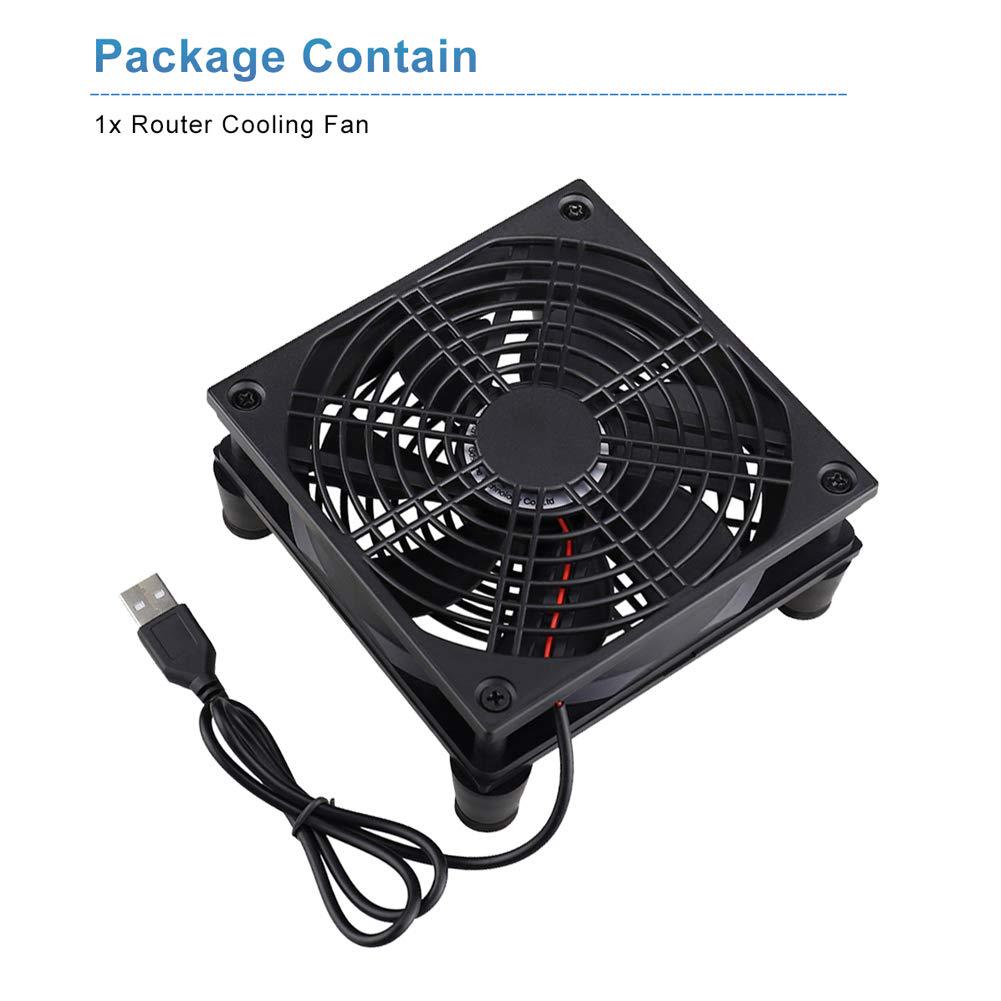 GDSTIME Quiet 120mm Router Fan Cooler, DC 5V USB Powered For Modem TV Box Receiver DVR PlayStation Xbox Computer Cabinet Cooling,