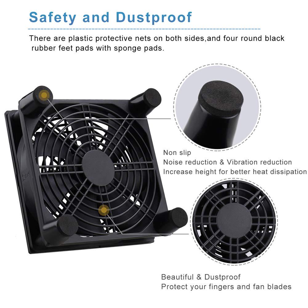 GDSTIME Quiet 120mm Router Fan Cooler, DC 5V USB Powered For Modem TV Box Receiver DVR PlayStation Xbox Computer Cabinet Cooling,