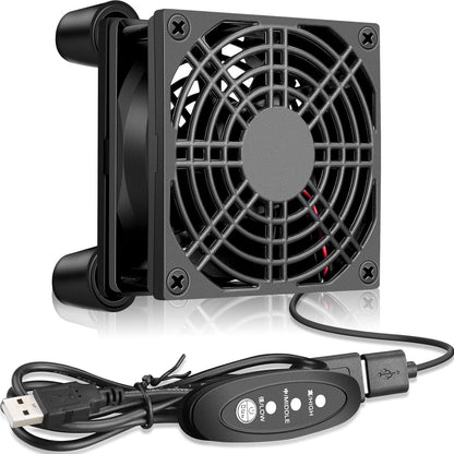 GDSTIME Quiet 80mm Fan, Router Cooler Fan, 80mm X 25mm DC 5V USB Brushless Cooling Fan,