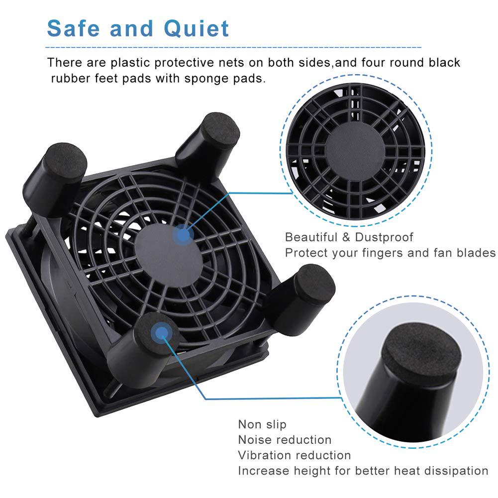 GDSTIME Quiet 80mm Fan, Router Cooler Fan, 80mm X 25mm DC 5V USB Brushless Cooling Fan,