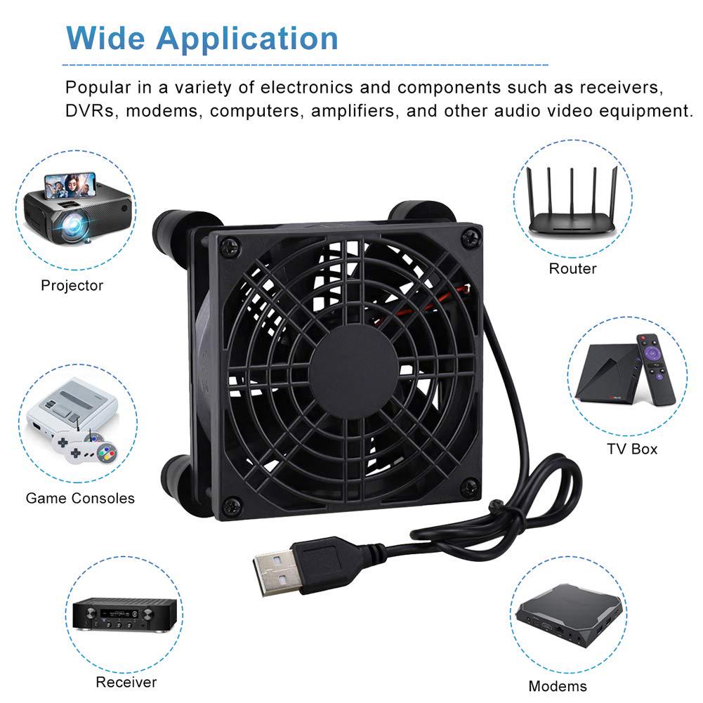 GDSTIME Quiet 90mm Fan, Router Cooler Fan, 90mm X 25mm DC 5V USB Brushless Cooling Fan,