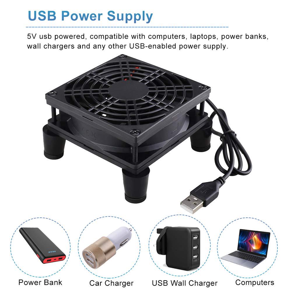 GDSTIME Quiet 90mm Fan, Router Cooler Fan, 90mm X 25mm DC 5V USB Brushless Cooling Fan,