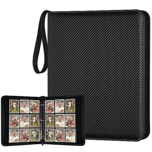 GERMUN 9-Pocket Trading Card Binder, PU Zip Album Holds 720 Cards, Black, Sports & TCG