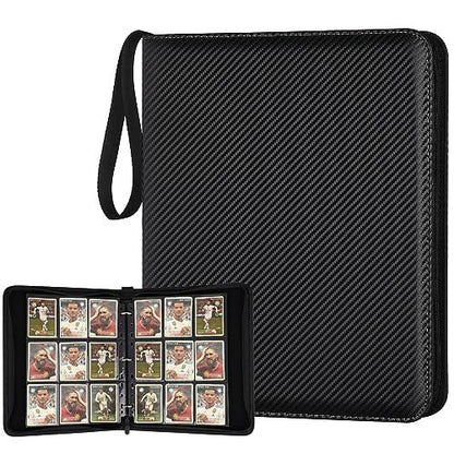 GERMUN 9-Pocket Trading Card Binder, PU Zip Album Holds 720 Cards, Black, Sports & TCG