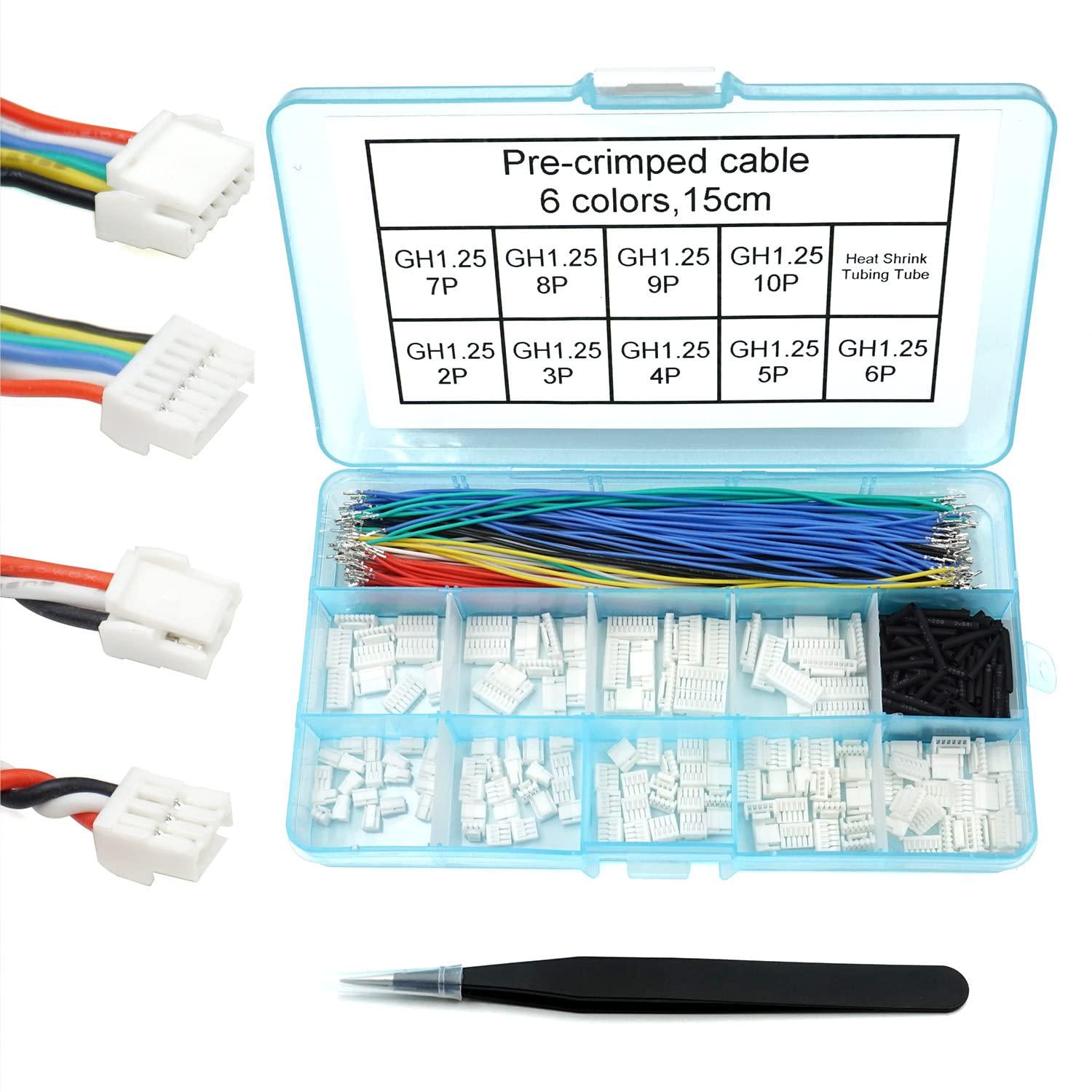 GH1.25 Connectors And Pre-Crimped Silicone Cables Compatible With JST GH 1.25mm For Pixhawk 6C 6X Pixhawk 4 15cm Wires,