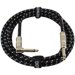 GLS Audio Instrument Cable - Amp Cord For Bass And Electric Guitar - Straight To Right Angle 1/4 Inch Instrument Cable - Black/Grey Braided Tweed, 10ft,