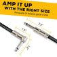 GLS Audio Instrument Cable - Amp Cord For Bass And Electric Guitar - Straight To Right Angle 1/4 Inch Instrument Cable - Black/Grey Braided Tweed, 10ft,