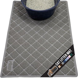 Gorilla Grip Cat Litter Mat 35x23", Gray, Water Resistant, Litter Trapping, Easy Clean, Soft on Paws, Indoor Kitten Supplies