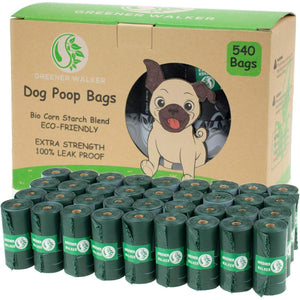 Greener Walker Dog Poop Bags 540 Count Extra Thick Leak Proof Waste Bags Deep Green