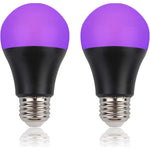 GREENIC UV Led Black Light Bulb 2 Pack, 8W (60W Equivalent) A19 E26 Blacklight Bulb UVA Level 385-400nm, Glow In Dark For Body Paint Club Party Neon Posters,605621293710