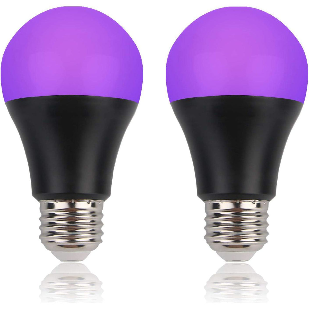 GREENIC UV Led Black Light Bulb 2 Pack, 8W (60W Equivalent) A19 E26 Blacklight Bulb UVA Level 385-400nm, Glow In Dark For Body Paint Club Party Neon Posters,605621293710