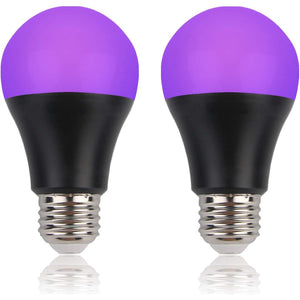 GREENIC UV Led Black Light Bulb 2 Pack, 8W (60W Equivalent) A19 E26 Blacklight Bulb UVA Level 385-400nm, Glow In Dark For Body Paint Club Party Neon Posters,605621293710