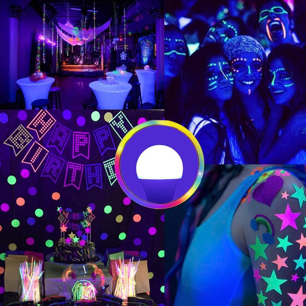 GREENIC UV Led Black Light Bulb 2 Pack, 8W (60W Equivalent) A19 E26 Blacklight Bulb UVA Level 385-400nm, Glow In Dark For Body Paint Club Party Neon Posters,605621293710