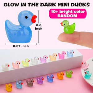 Gwahsa 240 Mini Glow in Dark Ducks Resin Figures for Dollhouse Craft Aquarium Decor