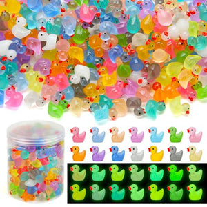 Gwahsa 240 Mini Glow in Dark Ducks Resin Figures for Dollhouse Craft Aquarium Decor