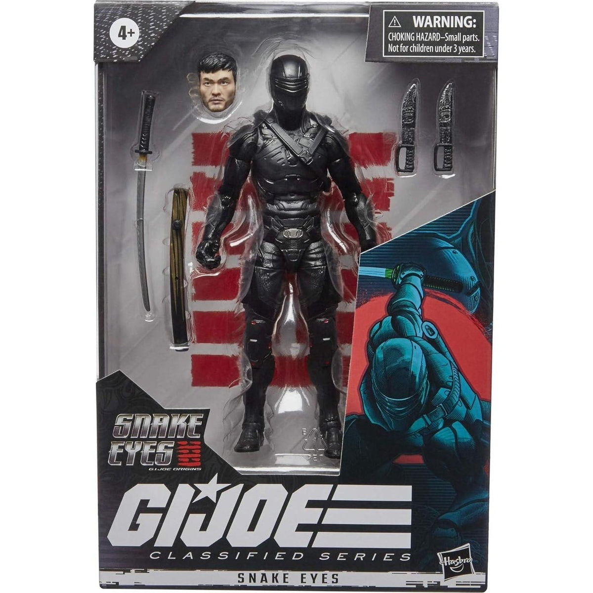 G. I. Joe Hasbro Classified Series : G.I. Joe Origins Snake Eyes Action Figure 16, Premium 6-Inch Scale Toy With Custom Package Art , Black,
