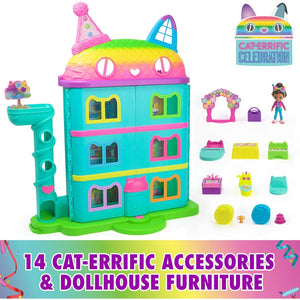 Spin Master Gabby’s Dollhouse Celebration Dollhouse 14 Piece Playset 25 Inch Tall with Figures and Sounds