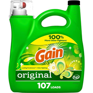 Gain Aroma Boost Laundry Detergent Liquid, Original Scent, 107 Loads, 154oz, HE Compatible with Febreze & Oxi