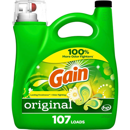 Gain Aroma Boost Laundry Detergent Liquid, Original Scent, 107 Loads, 154oz, HE Compatible with Febreze & Oxi