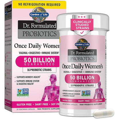 Garden of Life Garden Of Life Once Daily Dr. Formulated Probiotics For Women 50 Billion CFU 16 Probiotic Strains With Organic Prebiotics For Digestive, Vaginal And Immune Health, Dairy Free, Shelf Stable 30 Capsules