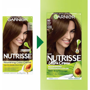 Garnier Garnier Hair Color Nutrisse Nourishing Creme, 50 Medium Natural Brown (Truffle) Permanent Hair Dye, 2 Count (Packaging May Vary)