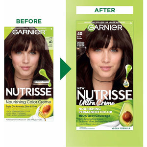 Garnier Garnier Hair Color Nutrisse Nourishing Creme, 40 Dark Brown (Dark Chocolate) Permanent Hair Dye, 1 Count (Packaging May Vary)