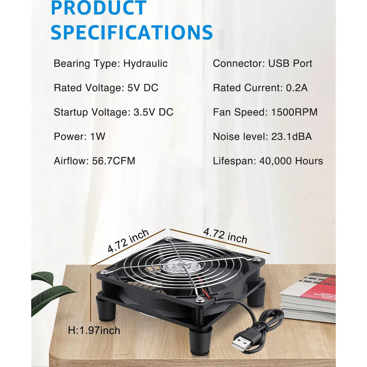 Gdstime 120mm 12cm 5 Inches 5V USB Power Cooling Fan For TV Box Router Cooler,