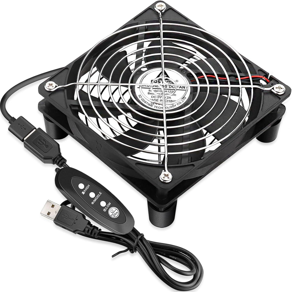 Gdstime 120mm 12cm 5 Inches 5V USB Power Cooling Fan For TV Box Router Cooler,