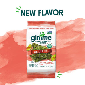 Gimme Seaweed Organic Roasted Seaweed Snacks, Chili Lime Flavor, 6 Count, Keto-Friendly, Vegan, Gluten-Free, Omega-3 & Iodine-Rich Healthy Snack