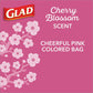 Glad OdorShield Small Drawstring Trash Bags, 4 Gallon, Pink Cherry Blossom, 34 Count (Pack May Vary)