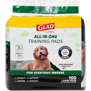 Glad for Pets Puppy Training Pads, 23"x23", Black Charcoal, Leak-Proof, Odor Neutralizing, 100 Ct