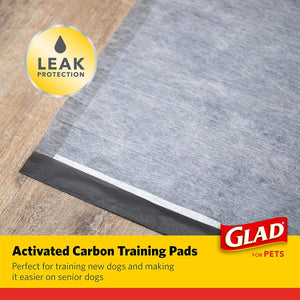Glad for Pets Puppy Training Pads, 23"x23", Black Charcoal, Leak-Proof, Odor Neutralizing, 100 Ct