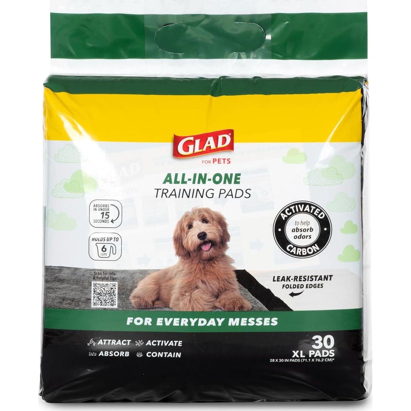 Glad Extra Large Charcoal Dog Training Pads Jumbo Pee Pads for Puppies Cats and Dogs 30 Count