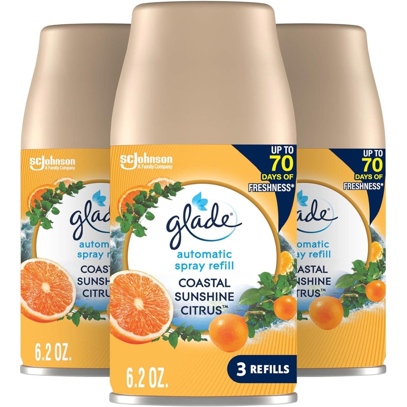 Glade Automatic Spray Refill Air Freshener, Coastal Sunshine Citrus, 62oz, 3 Count