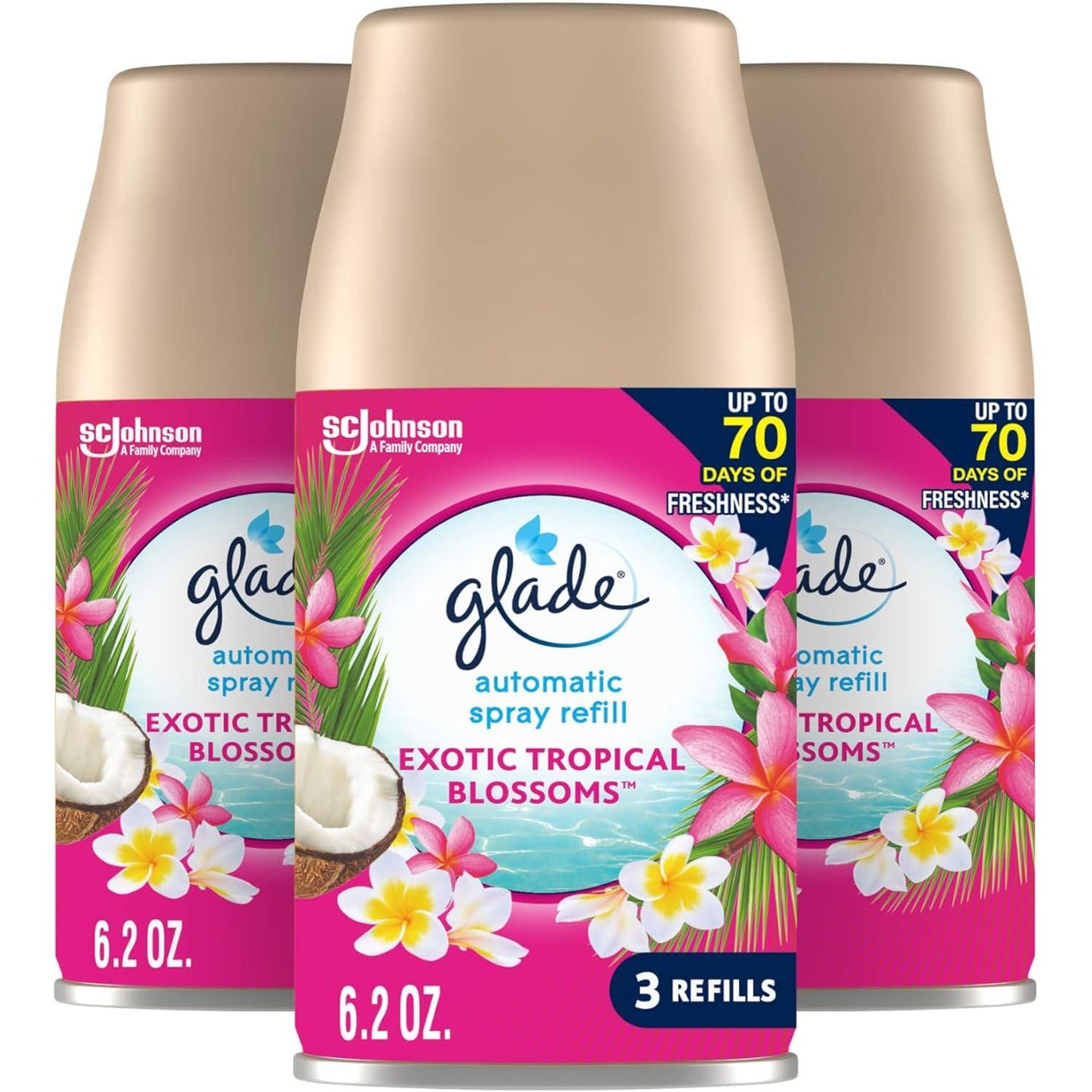 Glade Glade Automatic Spray Refill, Air Freshener For Home And Bathroom, Tropical Blossoms, 6.2 Oz, 3 Count