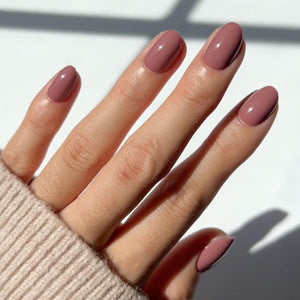 Glamnetic Glamnetic Press On Nails - Fall Mauve | Opaque Muted Blush Mauve Short Oval False Nails, Reusable Stick On Fake Nails With Glue | Salon Quality | 15 Sizes - 30 Nail Kit