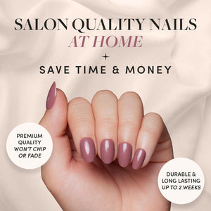 Glamnetic Glamnetic Press On Nails - Fall Mauve | Opaque Muted Blush Mauve Short Oval False Nails, Reusable Stick On Fake Nails With Glue | Salon Quality | 15 Sizes - 30 Nail Kit