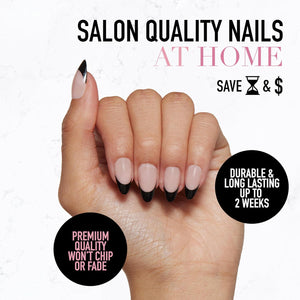 Glamnetic Glamnetic Press On Nails - Caviar | Semi-Transparent, Short Almond Nails, Reusable | 15 Sizes - 30 Nail Kit With Glue