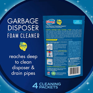 Glisten Glisten Garbage Disposer Cleaner And Freshener, Sink Disposal Odor Eliminator With Foaming Action, Lemon Scent, 4 Packets