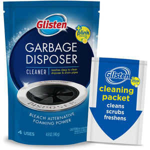 Glisten Glisten Garbage Disposer Cleaner And Freshener, Sink Disposal Odor Eliminator With Foaming Action, Lemon Scent, 4 Packets