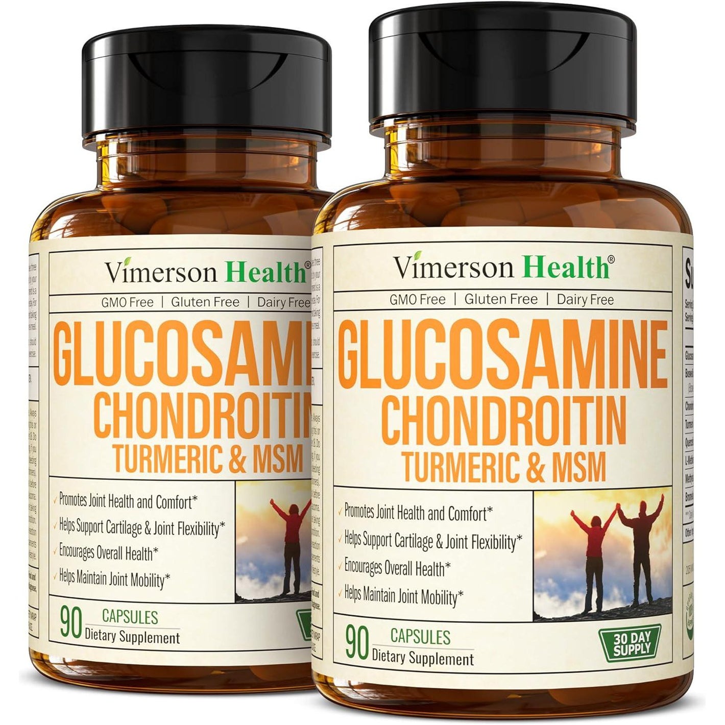 Vimerson Health Glucosamine Chondroitin MSM And Turmeric Supplement - Joint Support Supplement For Women And Men With Boswellia And Glucosamine Sulfate 1500mg. Used For Cartilage And Joint Health And Flexibility - 2 Pack