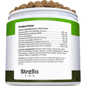 Dog Joint Supplements 120 Chicken Flavor Chews with Glucosamine Omega 3 Chondroitin MSM for Mobility Relief