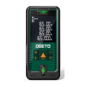 Ogeto 165 ft Laser Measure, Digital Laser Distance Meter, 2 Bubble Levels, LCD, Pythagorean Mode, Area & Volume Measurement