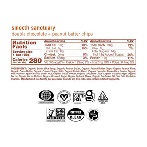 GoMacro MacroBar Organic Vegan Protein Bars, Double Chocolate Peanut Butter Chips, 23oz Bars, 12 Count