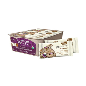 GoMacro MacroBar Organic Vegan Protein Bars, Peanut Butter Chocolate Chip, 24 oz Bars, 12 Count