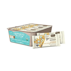 GoMacro MacroBar Organic Vegan Protein Bars, Coconut Almond Butter & Chocolate Chips, 23 oz Bars, 12 Count, Gluten-Free & Non-GMO
