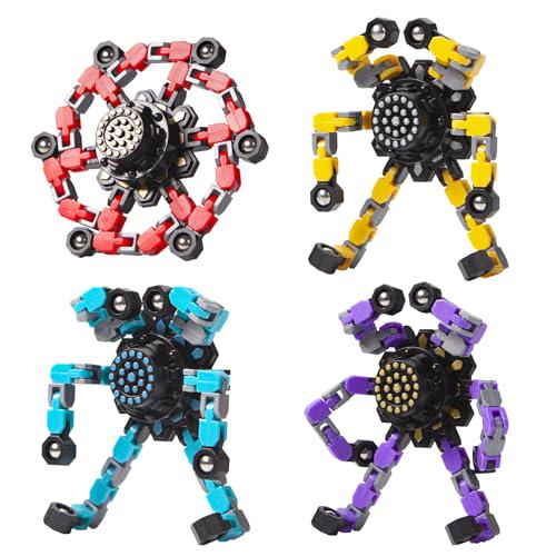 Gokeey Transformable Fidget Spinners, 4-Pack, Stress Relief Toys for Kids & Adults, Party Favors