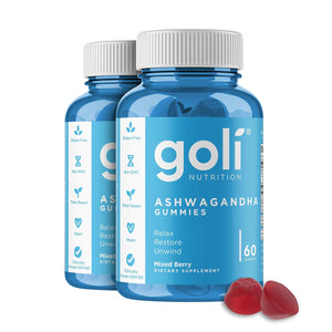 Goli Goli Ashwagandha And Vitamin D Gummy 120 Count - Relax. Restore. Unwind. (Mixed Berry, KSM-66, Vegan, Plant Based, Non-GMO, Gluten-Free And Gelatin Free), Pack Of 2