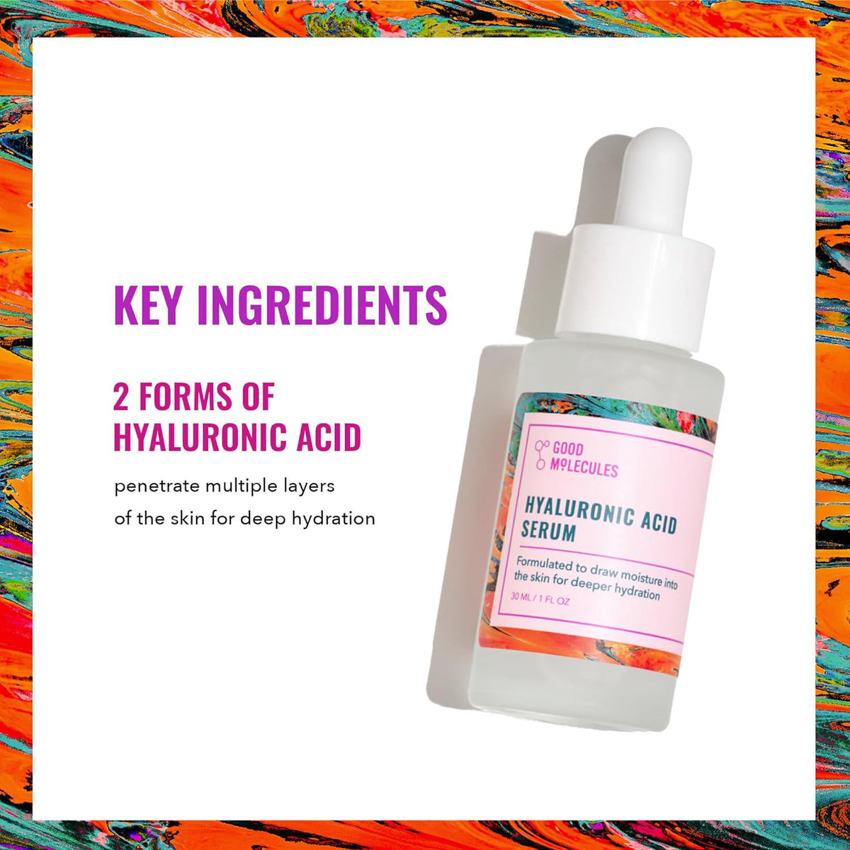Good Molecules Good Molecules Hyaluronic Acid Serum - Hydrating, Non-greasy Formula To Moisturize, Plump - 1% HA, Anti-aging, Water-Based Skincare For Face
