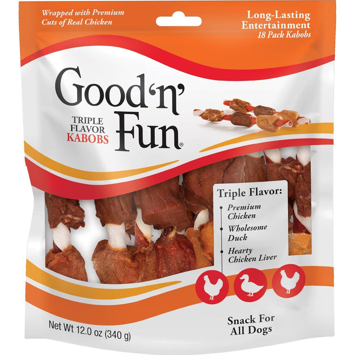Good'N'Fun Triple Flavored Rawhide Kabobs For Dogs,Does not Apply